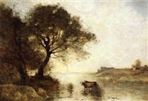A Ford with Large Trees - Camille Corot