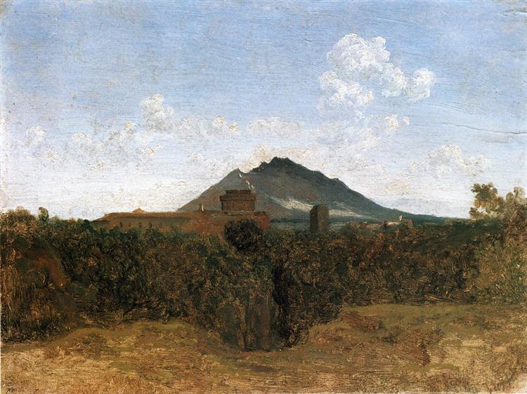 Roman Countryside Rocky Valley with a Herd of Pigs, 1827 - 1828 - Camille Corot
