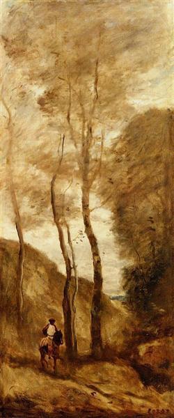 Horse and Rider in a Gorge, 1865 - 1868 - Camille Corot
