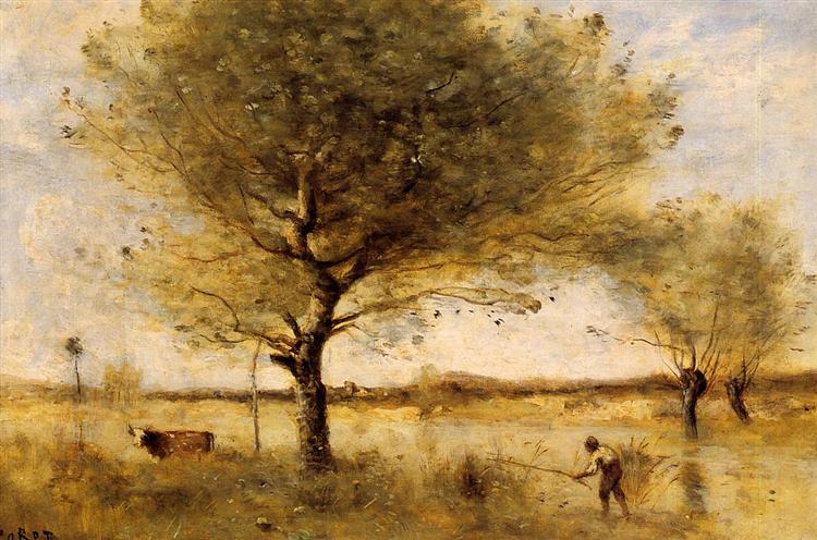 Пруд с большими деревьями, c.1865 - Камиль Коро