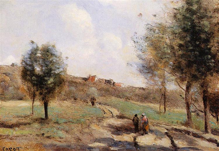 Uphill Road in Courbon, c.1870 - Каміль Коро