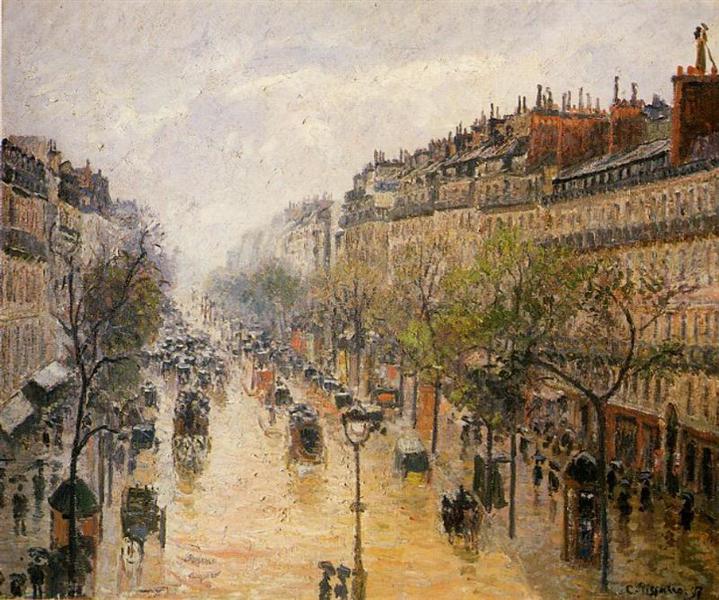 Boulevard Montmartre, Spring Rain, 1897 - Camille Pissarro