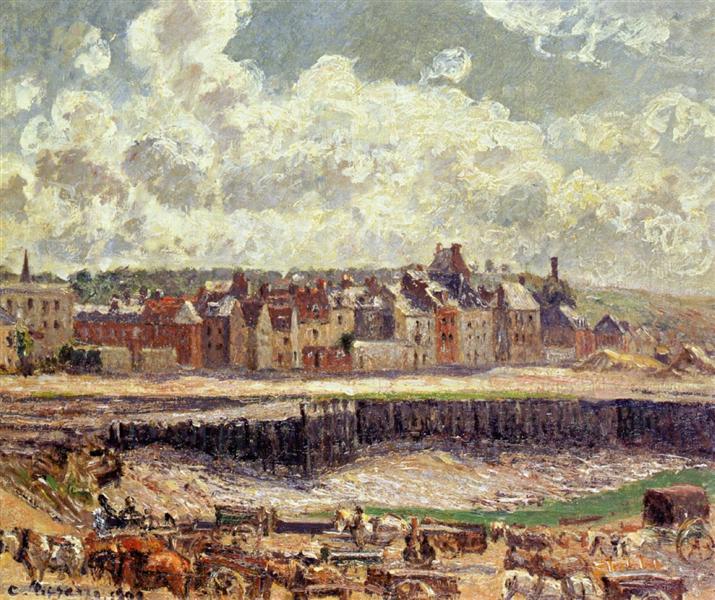 Dieppe, Dunquesne Basin, Sunlight Effect, Morning, Low Tide - Camille Pissarro