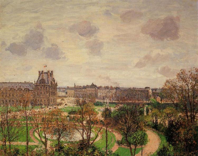 Garden of the Louvre Morning, Grey Weather, 1899 - Camille Pissarro