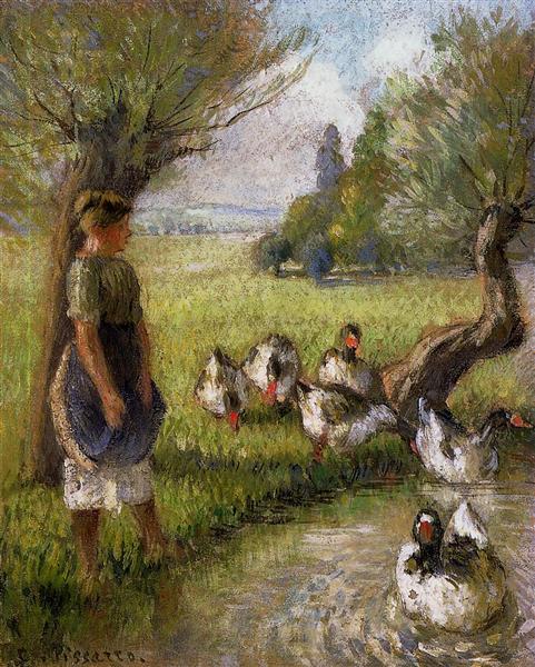Goose Girl, c.1890 - Камиль Писсарро