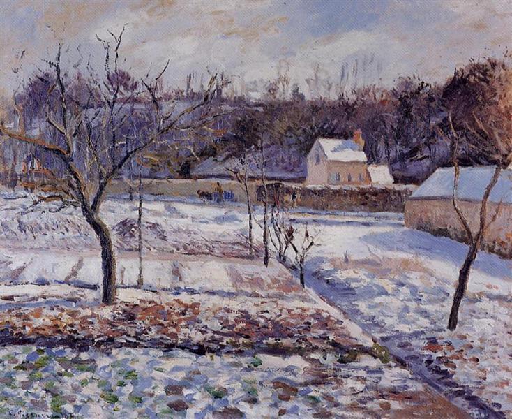 L'Hermitage, Pontoise Snow Effect, 1874 - Камиль Писсарро