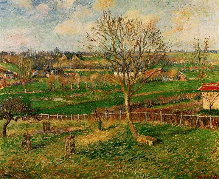 Landscape, Fields, Eragny, 1885 - Каміль Піссарро