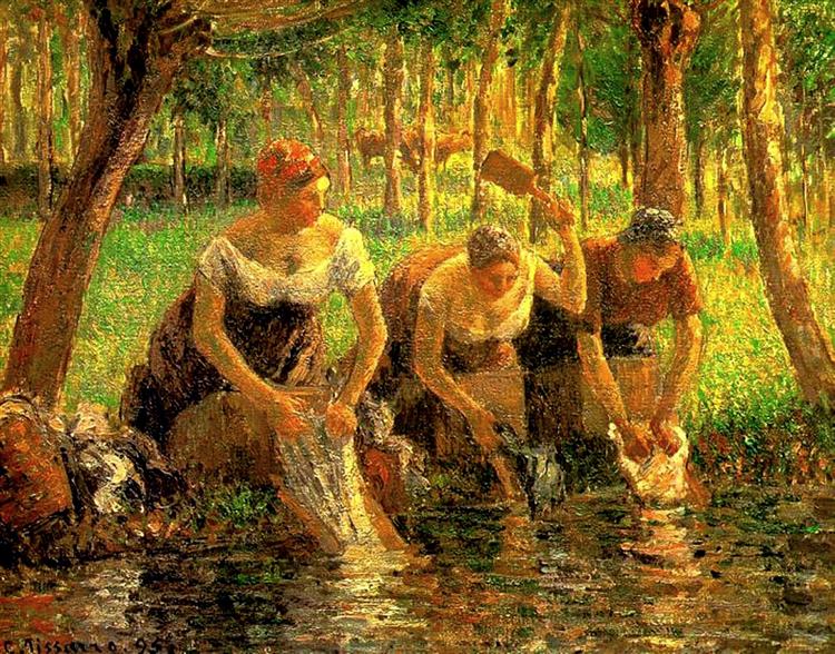 Laundring Women. Eragny sur Eptes, 1895 - 卡米耶·畢沙羅