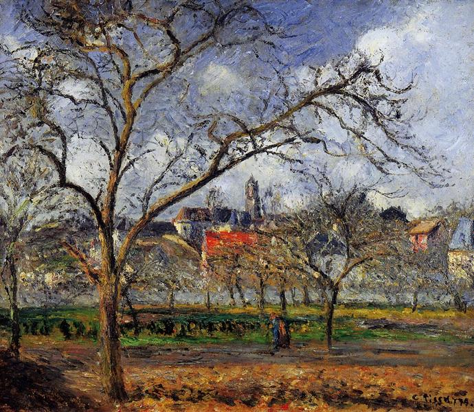On Orchard in Pontoise in Winter, 1877 - Camille Pissarro