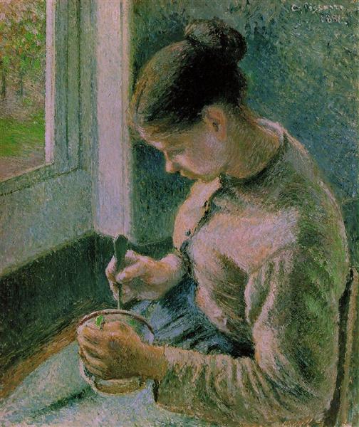 Peasant girl drinking her coffee, 1881 - Каміль Піссарро