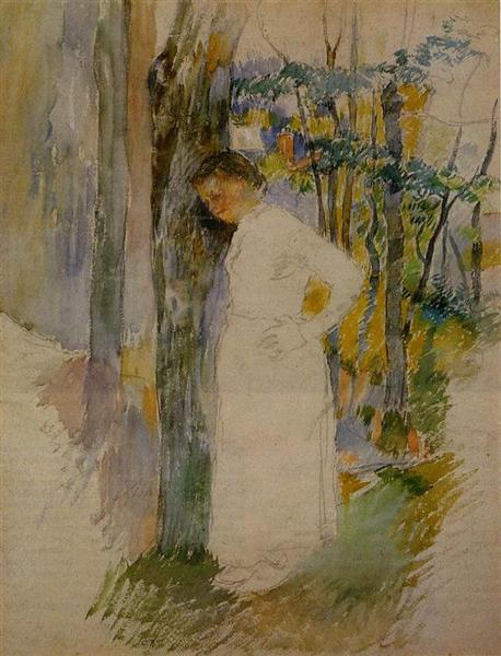 Peasant Woman Standing next to a Tree, c.1885 - 卡米耶·畢沙羅
