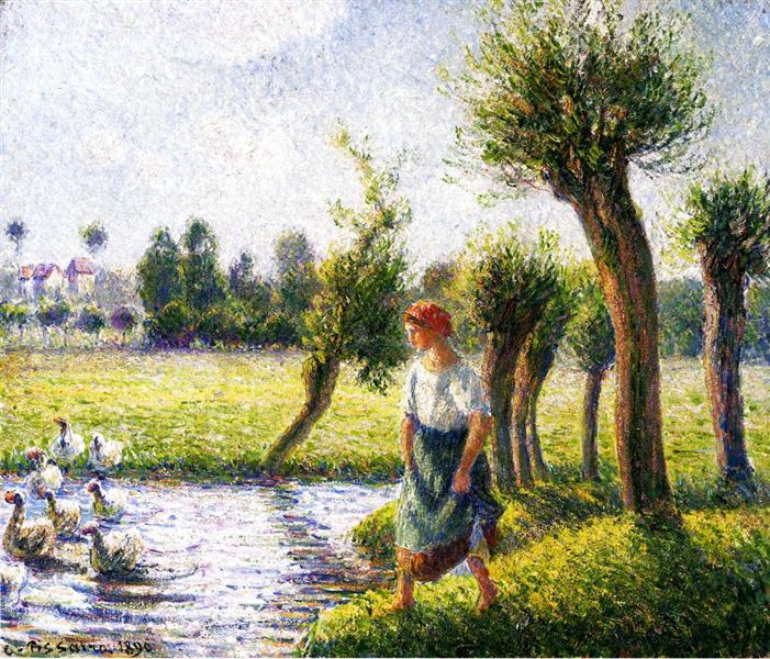 Peasant Woman Watching the Geese, 1890 - Camille Pissarro