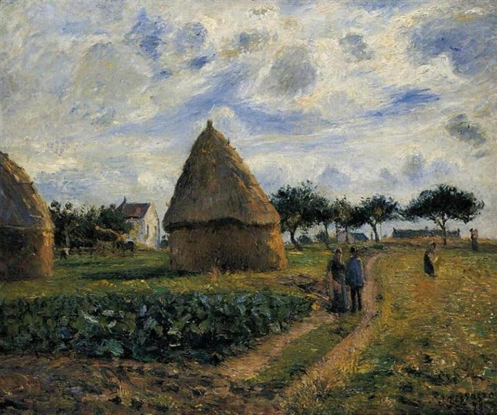 Peasants and Hay Stacks, 1878 - Каміль Піссарро