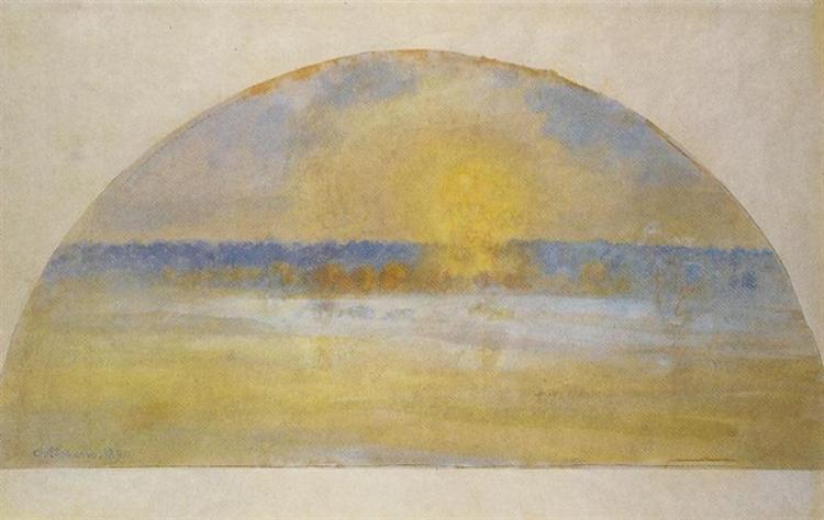Sunset with Mist, Eragny, 1890 - 卡米耶·畢沙羅