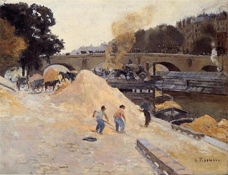 The Banks of the Seine in Paris, Pont Marie, Quai d'Anjou, c.1875 - Камиль Писсарро