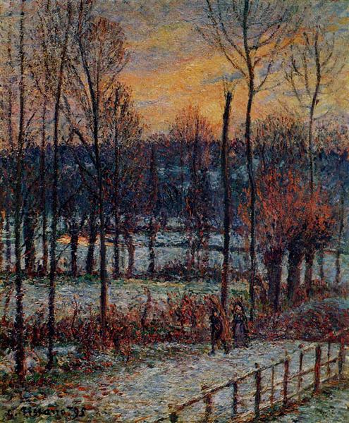 The Effect of Snow, Sunset, Eragny, 1895 - Camille Pissarro