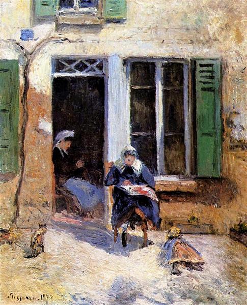 Woman and Child Doing Needlework, 1877 - Camille Pissarro
