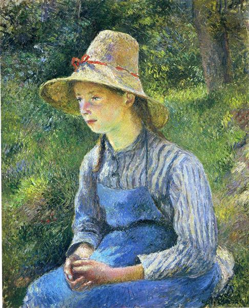 Young Peasant Girl Wearing a Hat, 1881 - Каміль Піссарро