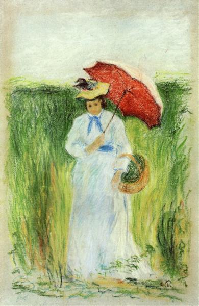Young Woman with an Umbrella, c.1877 - c.1880 - Камиль Писсарро