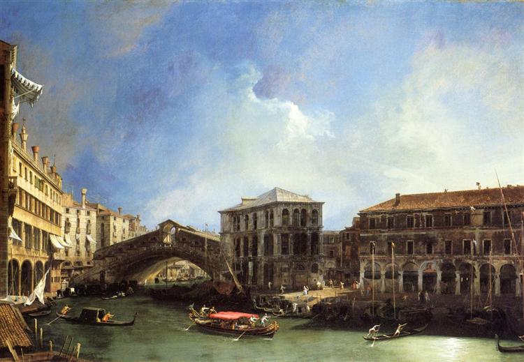 Grand Canel the Rialto Bridge from the North, 1725 - 加纳莱托