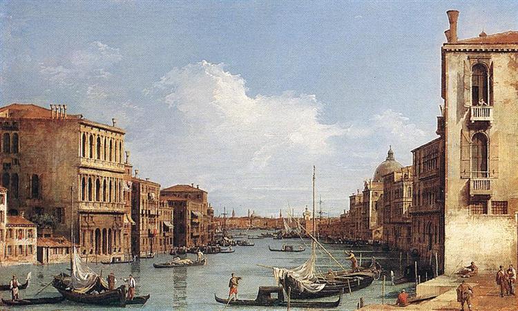 The Grand Canal from Campo San Vio towards the Bacino, c.1730 - Каналетто