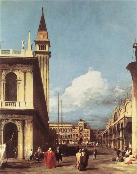 The Piazzetta, Looking toward the Clock Tower, c.1727 - 加纳莱托