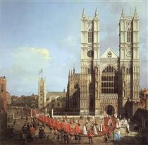 L'Abbaye de Westminster avec la procession de l'ordre du Bain - Canaletto