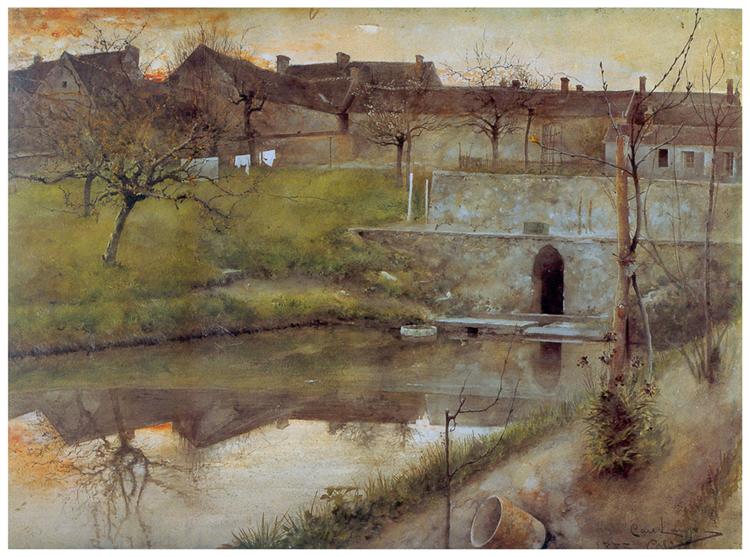 El estanue de watercolor, 1883 - Carl Larsson