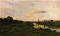 Cows on the Banks of the Seine, at Conflans - Charles-François Daubigny