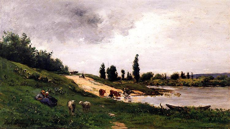 Washerwomen on the Riverbank - Charles-Francois Daubigny