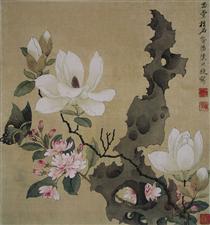 Magnolia and Erect Rock - Chen Hongshou