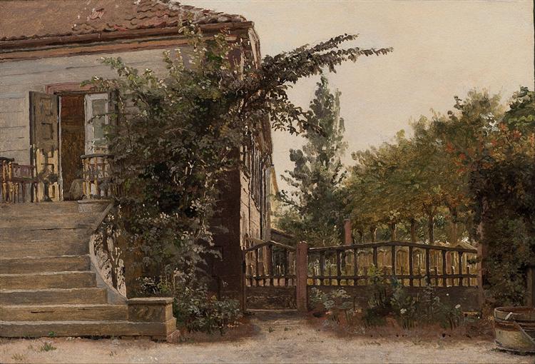 The Garden Steps Leading to the Artist's Studio on Blegdammen, 1845 - Крістен Кьобке