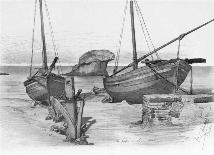 (La bella Napoli) Harbour of Lacco Ameno (Ischia, Italy), 1893 - Christian Wilhelm Allers