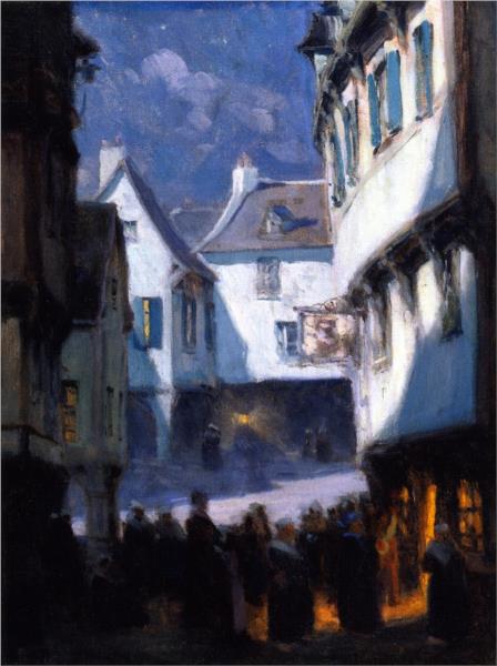 Street, Monlight, Mont-Saint-Michel, 1908 - Clarence Gagnon