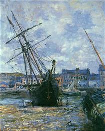 Boats Lying at Low Tide at Facamp - Claude Monet