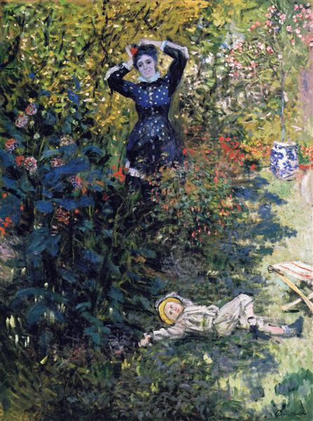Camille and Jean Monet in the Garden at Argenteuil, 1873 - 莫內