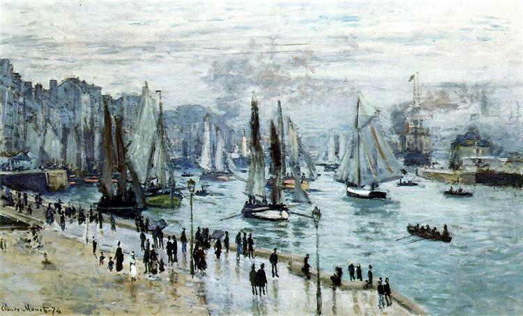 Fishing Boats Leaving the Harbor, Le Havre, 1874 - 莫內