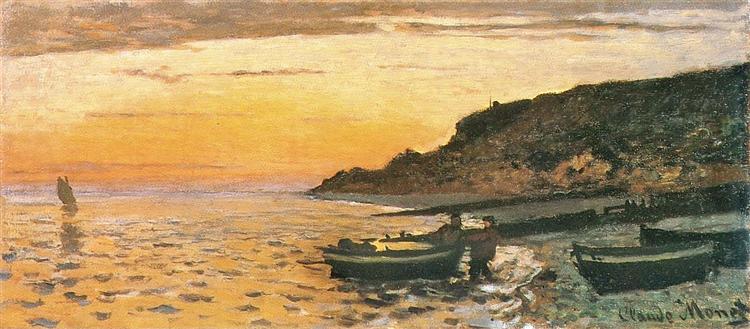 Морское побережье в Сент-Адрес, закат, 1864 - Клод Моне