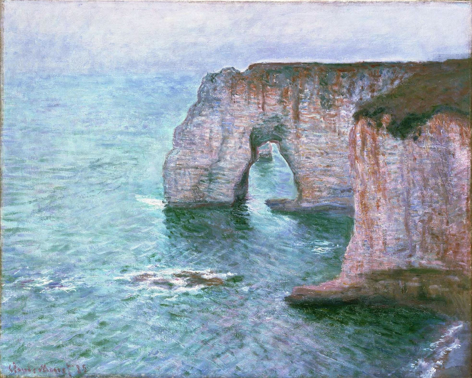 Claude Monet Painting The Manneporte Seen From The East 