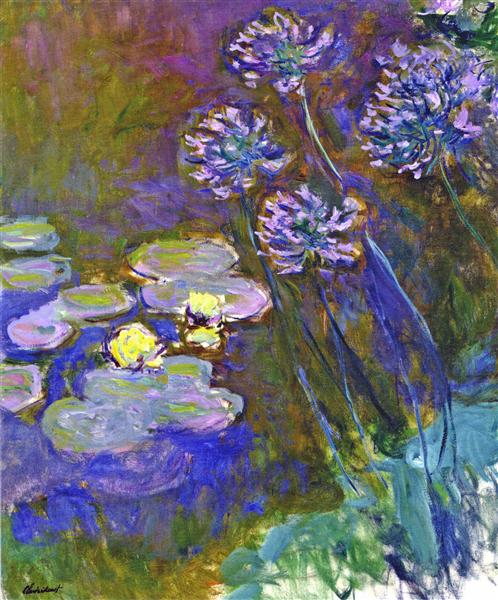 Водяные лилии и агапантус, 1914 - 1917 - Клод Моне