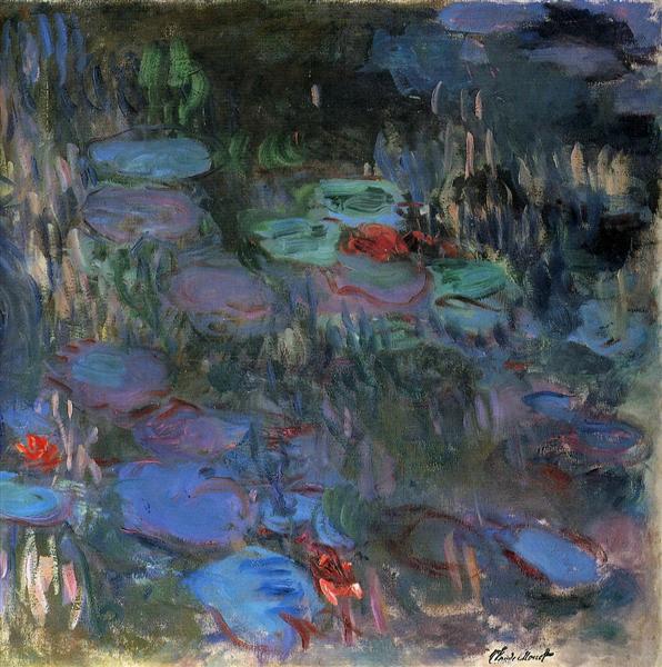 Water Lilies, Reflections of Weeping Willows (right half), 1916 - 1919 - 莫內