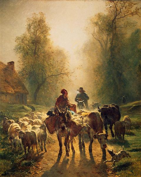 On the Way to the Market, 1859 - Constant Troyon