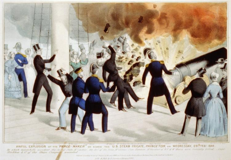 Awful explosion of the 'peace-maker' on board the U.S. Steam Frigate Princeton on Wednesday, Feb 28, 1844, 1844 - Currier and Ives