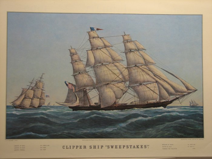 Clipper Ship 'Sweepstakes', 1853 - Куррье и Айвз