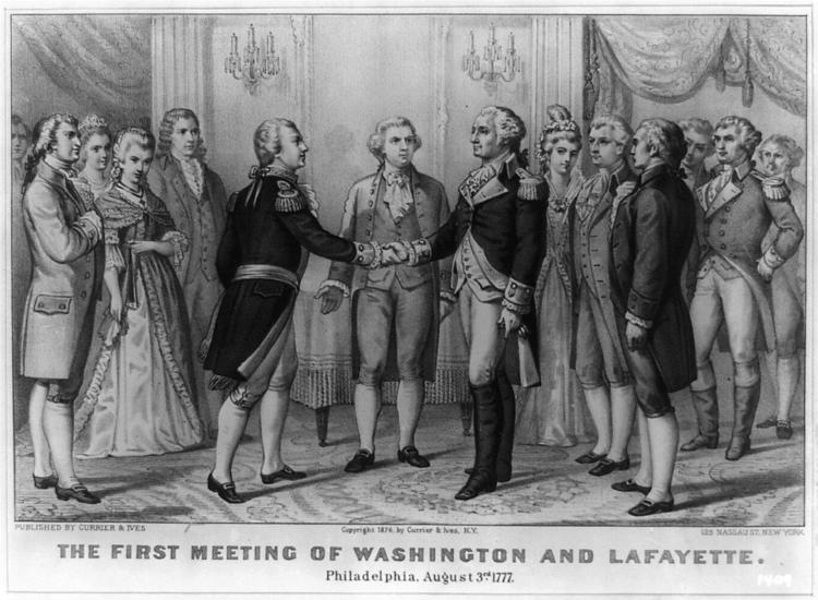 First meeting of Washington and Lafayette, 1876 - Куррье и Айвз