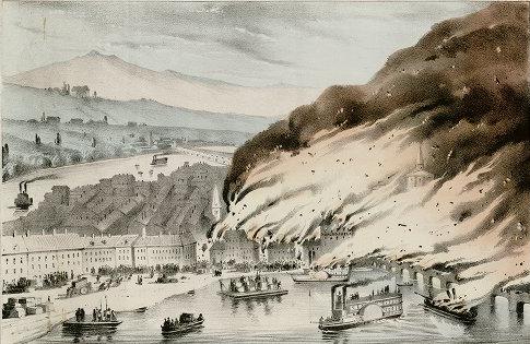 Great Conflagration at Pittsburgh, 1845 - Куррье и Айвз