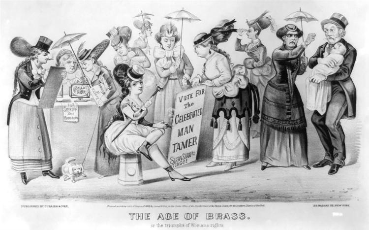 The age of brass. or the triumphs of Woman's rights, 1869 - Курр'є та Айвз