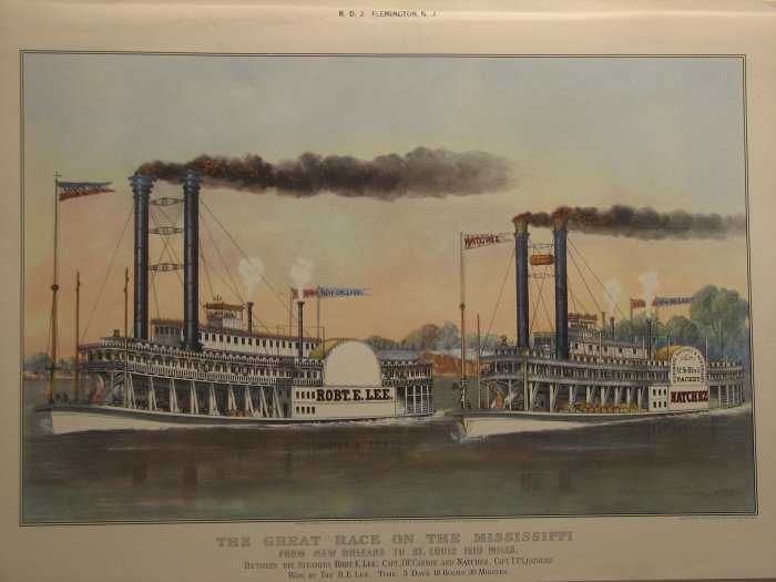 The Great Race on the Mississippi, 1870 - Currier & Ives
