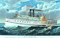 The Steamer Pilgrim, part of the 'old' Fall River Line - Currier & Ives