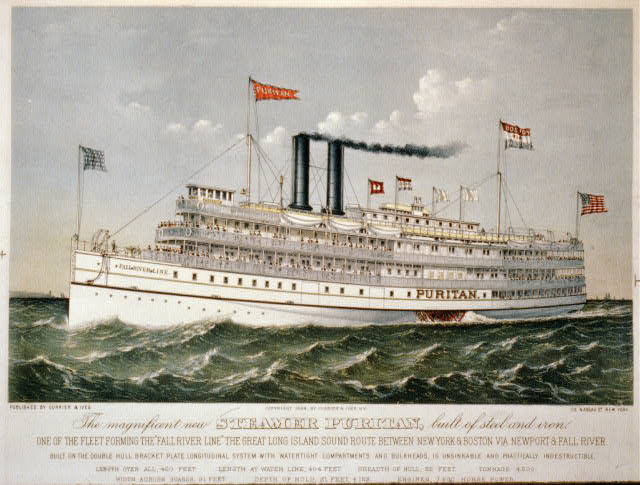 The Steamer Puritan, part of the 'old' Fall River Line, 1889 - Currier and Ives